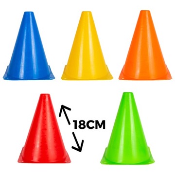 ТРЕНИРОВОЧНЫЕ КОНУСЫ Разноцветные конусы 18 СМ, набор из 5 штук.