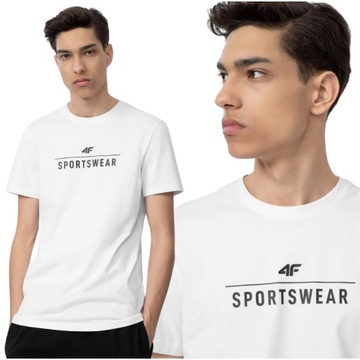 4F KOSZULKA MĘSKA Z KRÓTKIM RĘKAWEM BIAŁA SPORTOWA T-SHIRT r. M