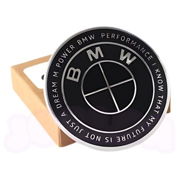 EMBLEMAT logo BMW na maskę klapę CZARNY JAHRE EDITION 74 mm