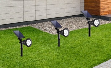 OGRODOWA WBIJANA LAMPA SOLARNA 4 LED REFLEKTOR 200lm SPOT BIAŁY CIEPŁY