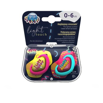 Canpol baby - Пустышка симметричная силиконовая NEON LOVE 0-6 м, 2 шт.