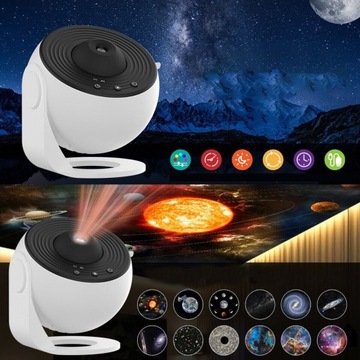 PROJEKTOR GWIAZD LAMPKA NOCNA 12X DYSK PLANETY USB PLANETARIUM 360 STOPNI