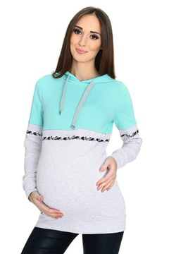 Bluza ciążowa i do karmienia M72 mięta/lamówka XL
