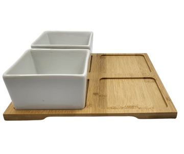 Набор для закусок 4 пиалы на бамбуковой подставке 230 мл 21,5х21,5 см
