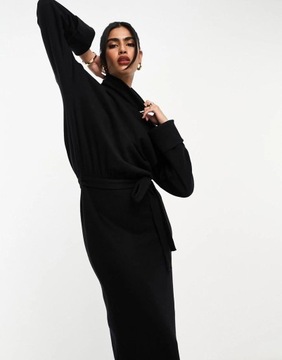 Asos Design NG3 yph czarna sukienka golf rozcięcie XS