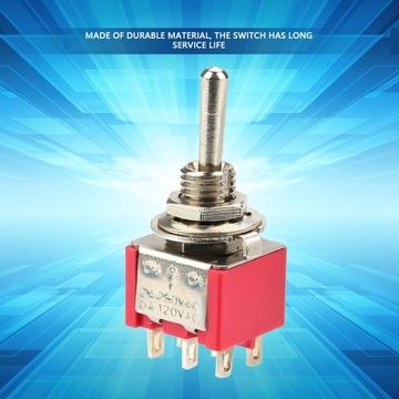 10 шт., тумблер с мгновенным срабатыванием, DPDT, 6 контактов, 6 мм, VP