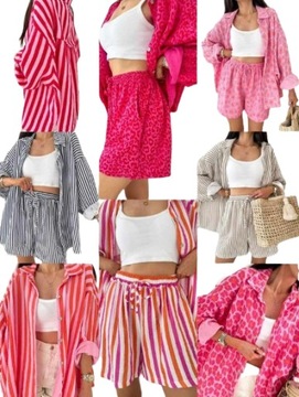 Муслиновый SET, рубашка с шортами, белый леопардовый принт