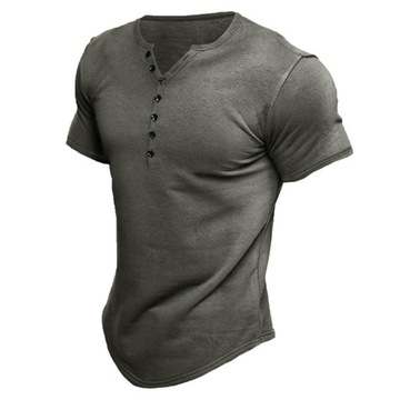 Męskie T-shirty Slim Solid Muscle Sportowe koszule z krótkim rękawem Casual, XXL