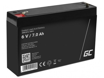 Akumulator bezobsługowy AGM VRLA zasilacz awaryjny 6V 7Ah GREEN CELL