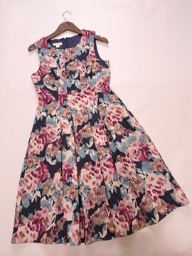Monsoon rozkloszowana sukienka midi ciekawy print S/M