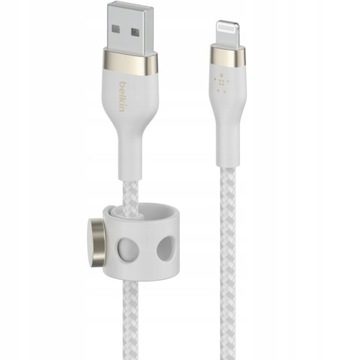 Кабель Belkin Boost Pro Flex USB-A для Lightning, нейлоновая оплетка, белый, 3 м