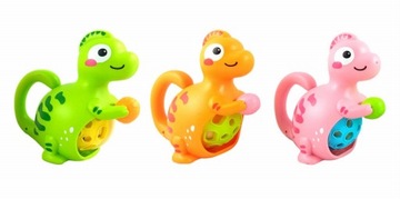 СЕНСОРНАЯ ПОГРЕМКА С ШАРИКОМ ДИНОЗАВР 11СМ ЦВЕТНАЯ