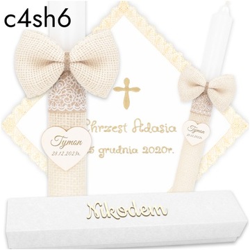 КРЕЩЕННАЯ СВЕЧА, ОДЕЖДА И ВЫШИВКА КРЕЩЕСТВЕННОЙ СВЕЧИ + БЕЛАЯ КОРОБКА в стиле БОХО