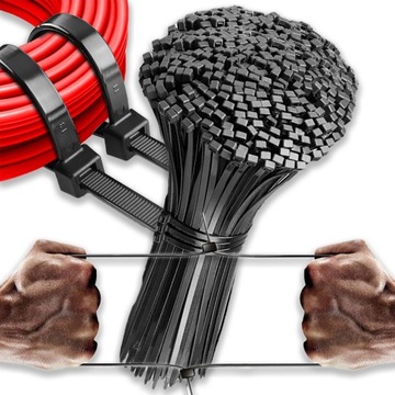 100x ПРОЧНЫЕ КАБЕЛЬНЫЕ Стяжки КАБЕЛЬНЫЕ Стяжки ЧЕРНЫЕ 3,6х300мм 100шт.