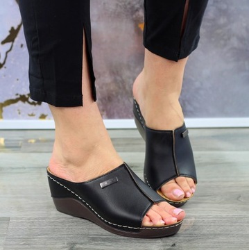 ЧЕРНЫЕ ЖЕНСКИЕ СЛИФОНЫ, ТУФЛИ НА ПРОФИЛИРОВАННОЙ ТЕХНИКЕ 1