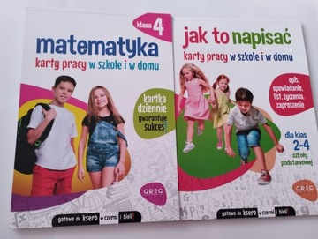 KARTY PRACY x2 Matematyka kl. 4 + Jak to napisać Nauka w szkole i domu GREG