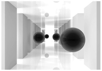 Fototapeta 3D tunel czarne kule trójwymiar 208 x 146