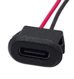 Gniazdo USB C panelowe tablicowe czarne 2 pin