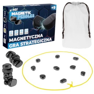 MAGNETYCZNA GRA PLANSZOWA STRATEGICZNA MAGNETYCZNE KAMIENIE 20 SZTUK SZNUR