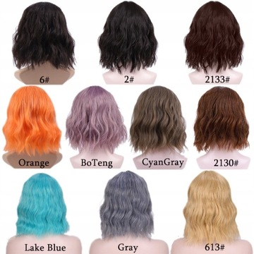 Ailiade Short Wavy Wig With Bangs Red Green Blonde