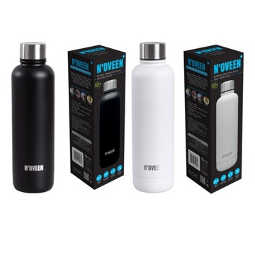 2x TERMOS BUTELKA TERMICZNA 500ml BIDON INOX KUBEK N'OVEEN CZARNA BIAŁA