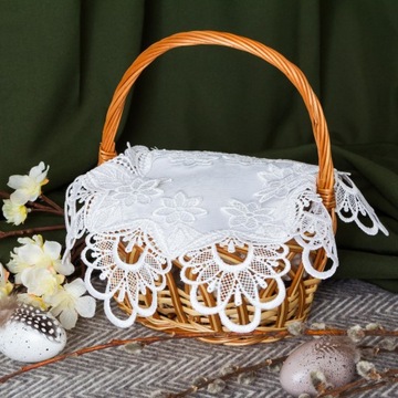 Салфетка ПАСХАЛЬНАЯ КОРЗИНКА 40 см БЕЛАЯ гипюровое кружево