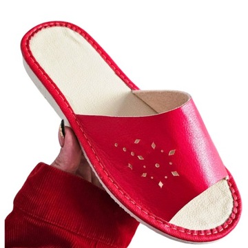 Buty damskie Wsuwane skórzane kapcie ciapy pantofle 15605 42