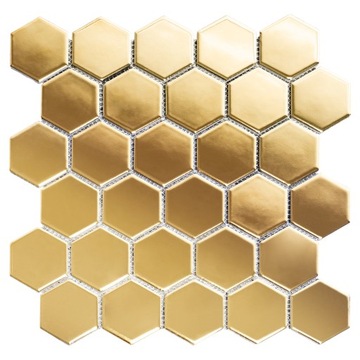 MOZAIKA CERAMICZNA DEKORACYJNA ZŁOTA GOLD HEXAGON