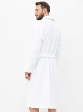 CALVIN KLEIN SZLAFROK COTTON ROBE LOGO WHITE L/XL