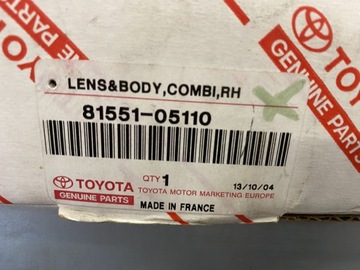 LAMPA TYLNA PRAWA TOYOTA AVENSIS 81551-05110