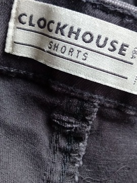 Czarne jeansowe Clockhouse C&A krótkie spodenki shorty XS S haft kwiaty 34