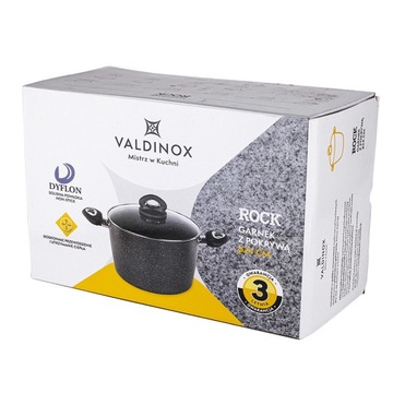 Komplet garnków z trwałą powłoką non-stick Valdinox Rock 4 el. indukcja gaz