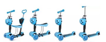 ТРЕХКОЛЕСНЫЙ БАЛАНСИРОВАННЫЙ СКУТЕР LED 5IN1 BIEDRONKA СВЕТЯЩИЕСЯ РУЧКИ КОЛЕС