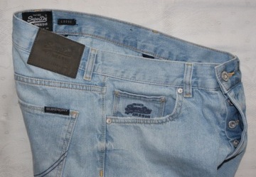 Spodenki jeans z przetarciami SUPERDRY Denim Goods JPN r. M , pas W 30