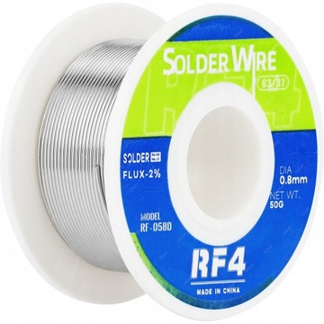 CYNA OŁOWIOWA Z TOPNIKIEM 0,8mm 50g POLECANA DO LUTOWANIA DOBRA FIRMA RF4