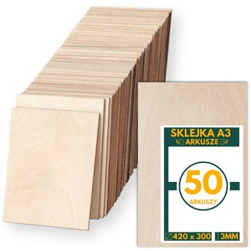 SKLEJKA 3MM DO LASERA KLASA 1 / 2 FORMATKA A3 50 SZTUK