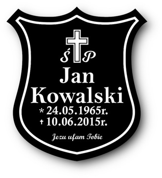 Tablica nagrobna tabliczka na grób na krzyż