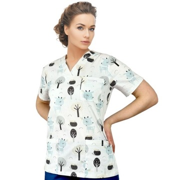 Bluza medyczna damska fartuch kolorowy wzorek XXS