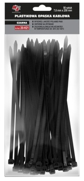 MA PROFESSIONAL - OPASKI ZACISKOWE PLASTIKOWE - CZARNE 7,6MM X 250 50SZT