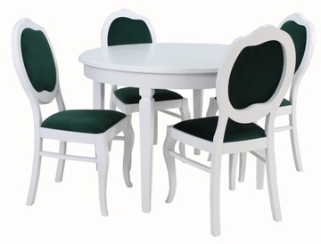 SOLIDNY okrągły stół + 4 krzesła GLAMOUR do salonu