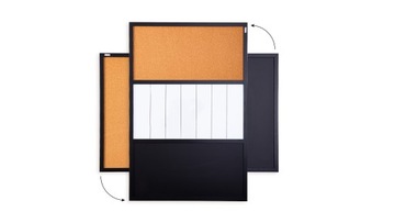 Магнитная доска 3 в 1, пробка, мел, сухое стирание COMBI 90х60 см