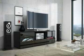 Szafka RTV GLOBAL 2 140 cm czarny połysk