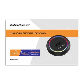 Док-станция для твердотельного накопителя Qoltec M.2 NVMe SATA USB-C емкостью 2 ТБ