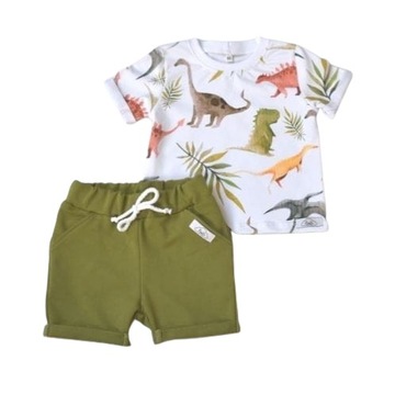 zestaw t-shirt koszulka hit! spodenki dinozaury 98, z domowej pracowni