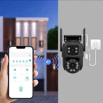 ДВОЙНАЯ НАРУЖНАЯ ПОВОРОТНАЯ IP WIFI FULL HD+ КАМЕРА 2 В 1 ДЛЯ МОНИТОРИНГА
