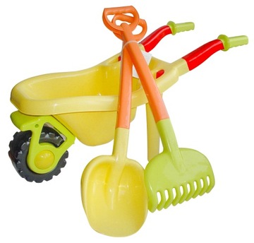 Taczka Hemar ECO Line do piasku duża kolor bananowy + łopatka grabki