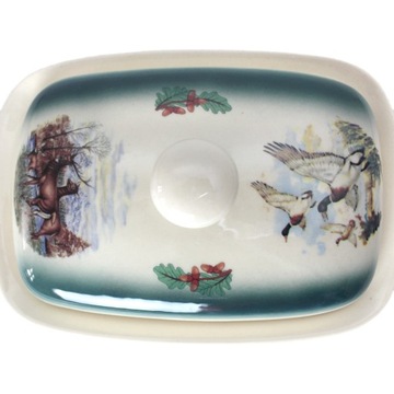 Керамическая масленка 250 г, охотничий мотив