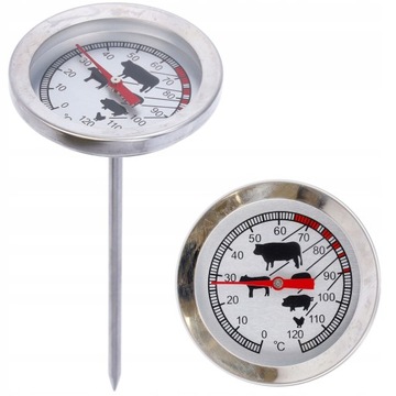 TERMOMETR DO MIĘSA kuchenny do pieczenia precyzyjny pomiar 0-120°C stalowy