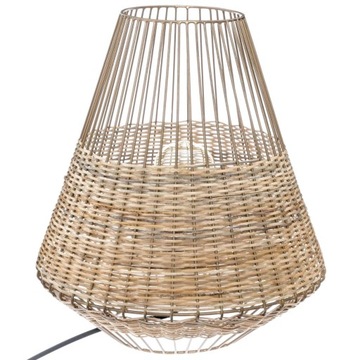 LAMPA STOŁOWA Z WIKLINY PLECIONY KLOSZ BOHO STYL