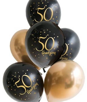Balony czarne złote na 50 Urodziny pięćdziesiątka
